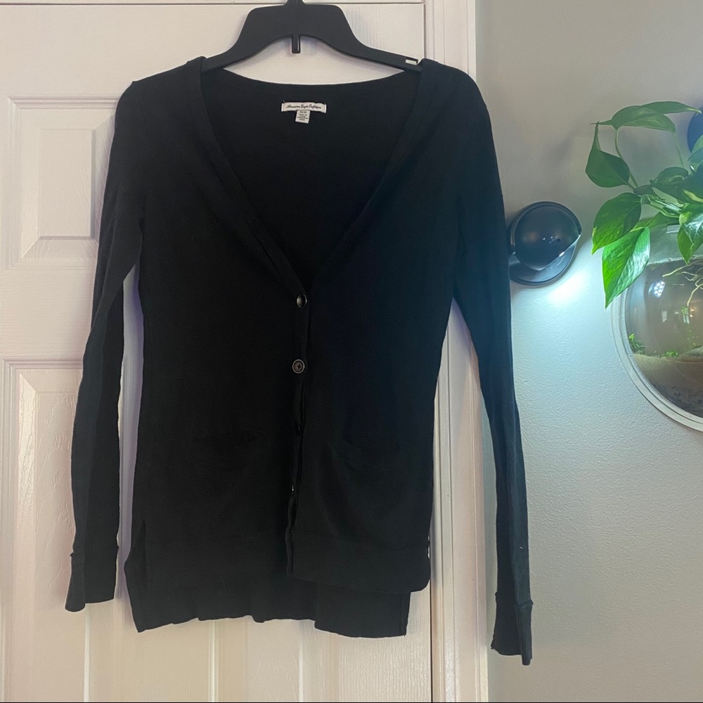 American Eagle Outfitters Black Button Down Cardigan Size XS Cotton Long Sleeve